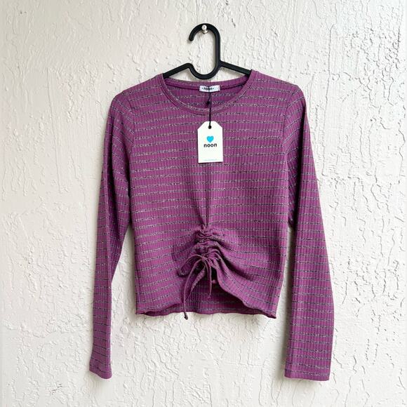 Noon purple striped top long sleeves size small new with tags - Picture 1 of 6